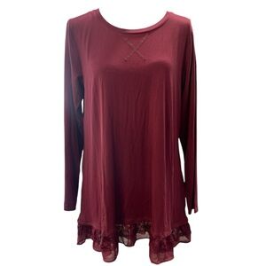 Red Asymmetrical Long Sleeve Tunic